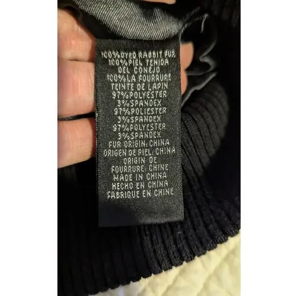 Bebe black and gray rabbit fur long sleeve zip up jacket size medium - Picture 4 of 8